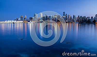 Vancouver city lights from Stanley Park Stock Photo