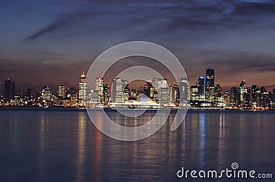 Vancouver city skyline at dusk Stock Photo