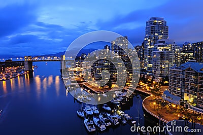 Vancouver cityscape at night Stock Photo