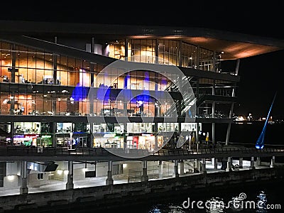 Vancouver Convention Center and The Drop at Night Editorial Stock Photo