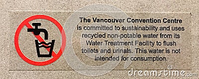 Vancouver Convention Centre Sustainability Sign in Vancouver, British Columbia Editorial Stock Photo