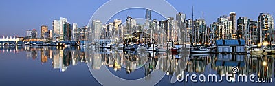 Vancouver downtown panoramic night Stock Photo