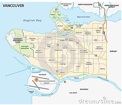 Vancouver road and nighborhood map Stock Photo