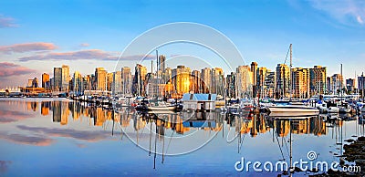 Vancouver skyline panorama at sunset, British Columbia, Canada Stock Photo