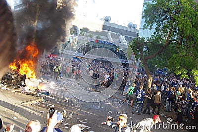 Riot in Vancouver during Stanley Cup finals Editorial Stock Photo