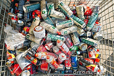 Vancouver Zero Waste Centre - october, 2019 - trash recycling spray cans Editorial Stock Photo