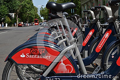 Vandalized Santander Boris bike London Editorial Stock Photo