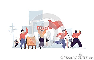 Vandalism background. Agressive people making protest spray graffiti paints on wall diverse action outdoor destructive Vector Illustration