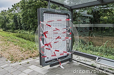 Vandalized Bus Stop At Amsterdam East The Netherlands Editorial Stock Photo