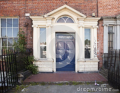 Vandalized Door In Dublin Stock Photo