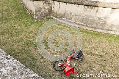 Vandalized Uber Jump electric bike Paris, France Editorial Stock Photo