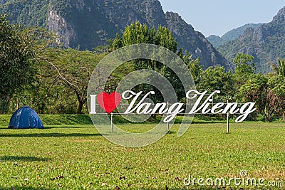 Camping in Vang Vieng Editorial Stock Photo
