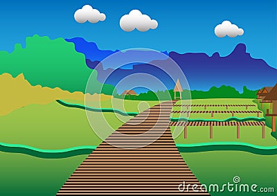 Vangvieng landscape vector design Stock Photo