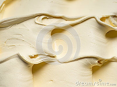 Vanila flavour gelato - full frame detail. Close up of a beige surface texture of vanilla Ice cream Stock Photo