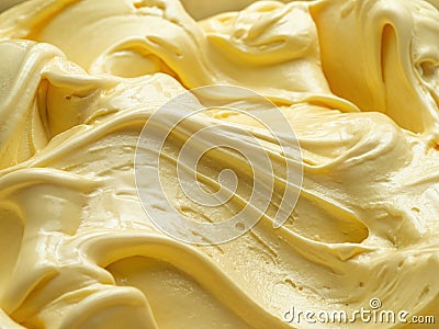 Vanila flavour gelato - full frame detail. Close up of a beige surface texture of vanilla Ice cream. Stock Photo