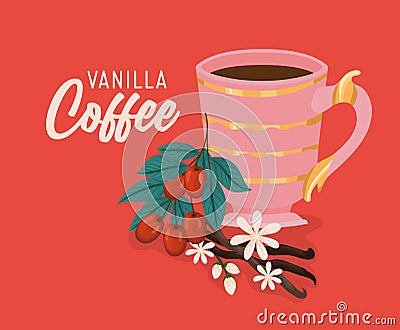 vanilla coffee card Vector Illustration
