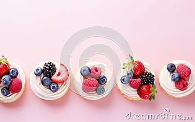 Vanilla Cream Tartlets. Generative AI Stock Photo