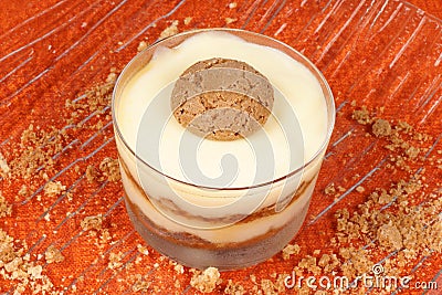 Vanilla custard and amaretti dessert Stock Photo