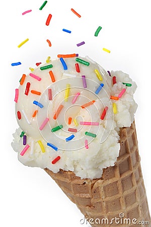 Vanilla Ice Cream Cone Stock Photo