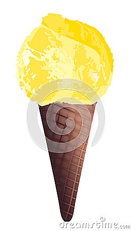 Vanilla Ice Cream Cone Vector Illustration