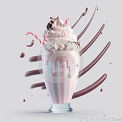 Vanilla ice cream milkshake with chocolate and sweets Stock Photo