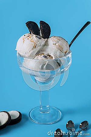 Vanilla ice cream with cookies Stock Photo