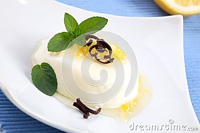 Vanilla Panna Cotta Dessert Stock Photo