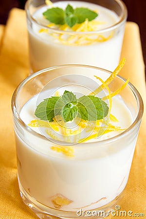 Vanilla Panna Cotta Stock Photo