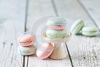 Vanilla pink and blue macarons Stock Photo