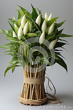 Vanilla vanilla plant and vanilla orchid flowers Stock Photo