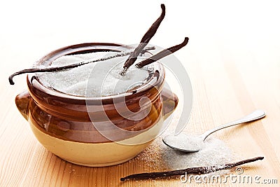 Vanilla sugar in bowl Stock Photo