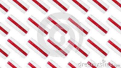 Vanilla sweets pattern on a white background, marshmallows with a red stripe. Marmalade marshmallow background Stock Photo