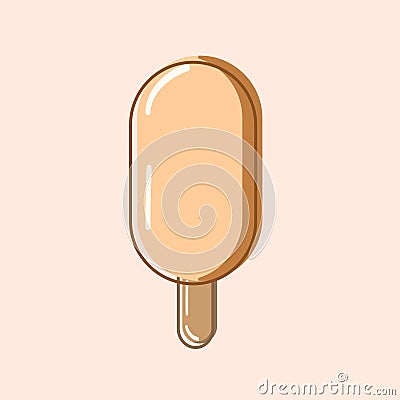 Vanilla yellow cold ice cream on a peach background Vector Illustration