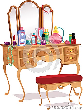 Vanity table and mirrors Vector Illustration
