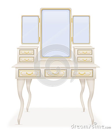 Vanity table old retro furniture vector illustration Vector Illustration