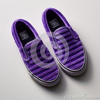 Vans Slip Ons With Purple And Black Stripes Stock Photo