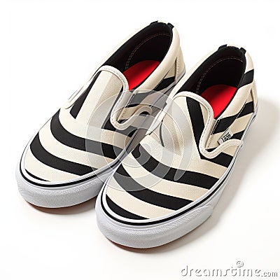 Vans Slip On Striped Shoes With Kintsukuroi Style Stock Photo