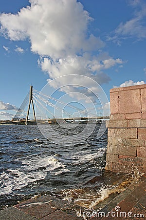 Vansu tilts - Cable bridge (Riga, Latvia) Stock Photo