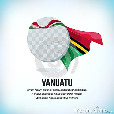 Vanuatu flag. Round flying template with national color cloak. Can be used with logo or mascot. Use for sport or Vector Illustration