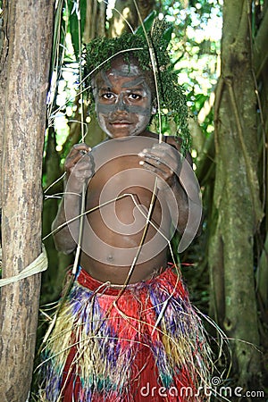 Vanuatu tribal village boy Editorial Stock Photo