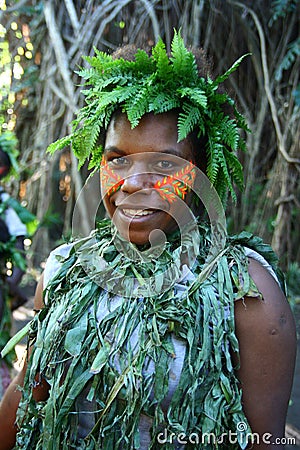 Vanuatu tribal village girl Editorial Stock Photo