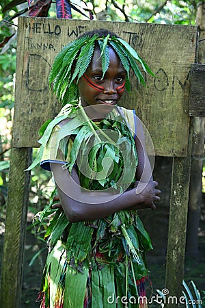 Vanuatu tribal village girl Editorial Stock Photo