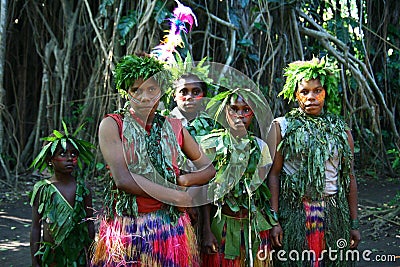 Vanuatu tribal village girls Editorial Stock Photo