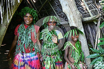 Vanuatu tribal village girls Editorial Stock Photo