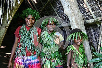 Vanuatu tribal village girls Editorial Stock Photo