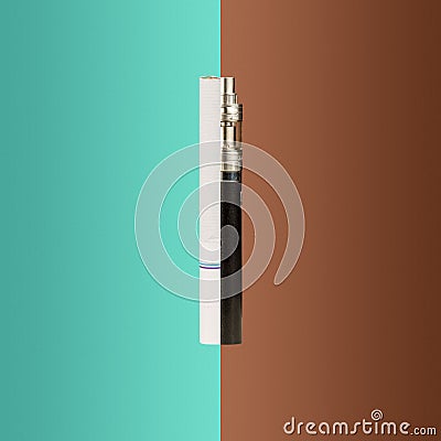 The vape and cigarettes. Collage Stock Photo