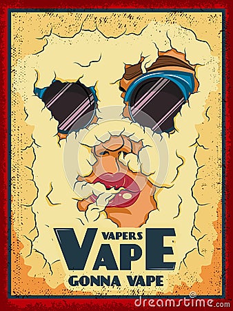 Vape Colored Poster Vector Illustration