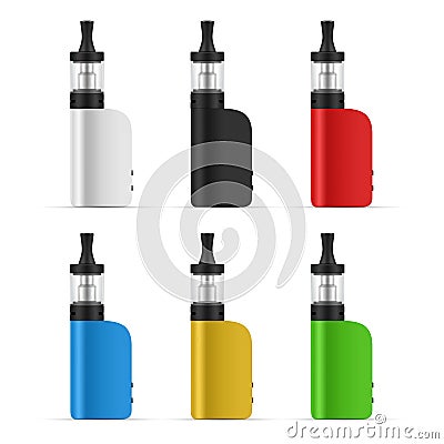 Vape electronic device set realistic vector illustration. Vaping gadget smoke nicotine atomizer Vector Illustration