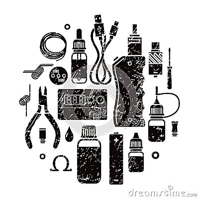 Vape icons set Vector Illustration