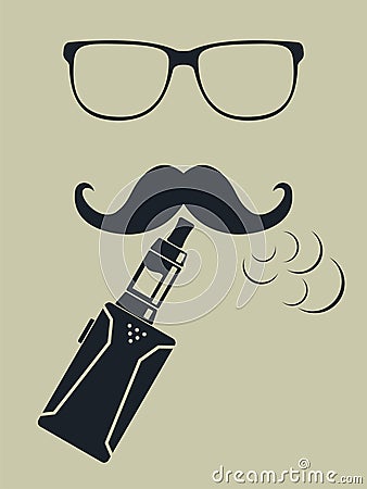 Vape logo. Hipster smoking vaporizer. Vector Vector Illustration